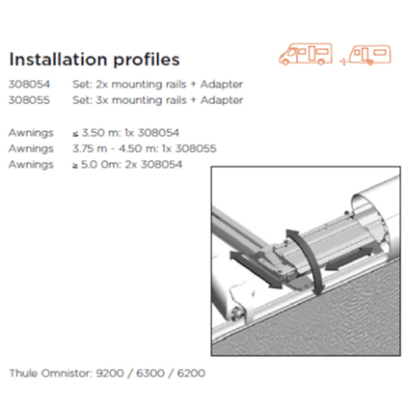 Thule MOUNTING RAILS + ADAPTER X3 - 308055