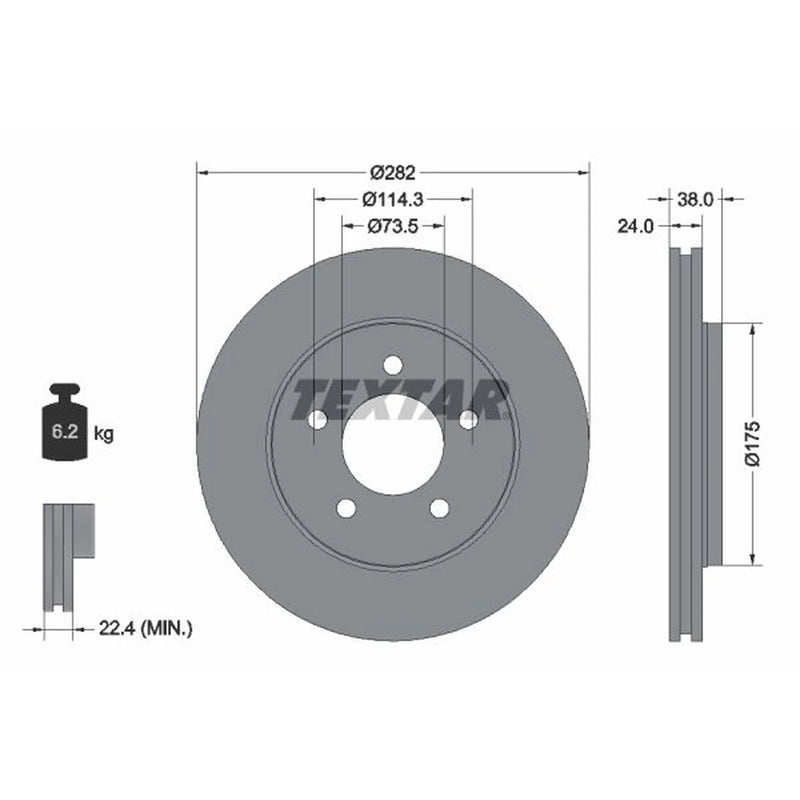 Textar 2 x Front Brake Discs 92108700-x2