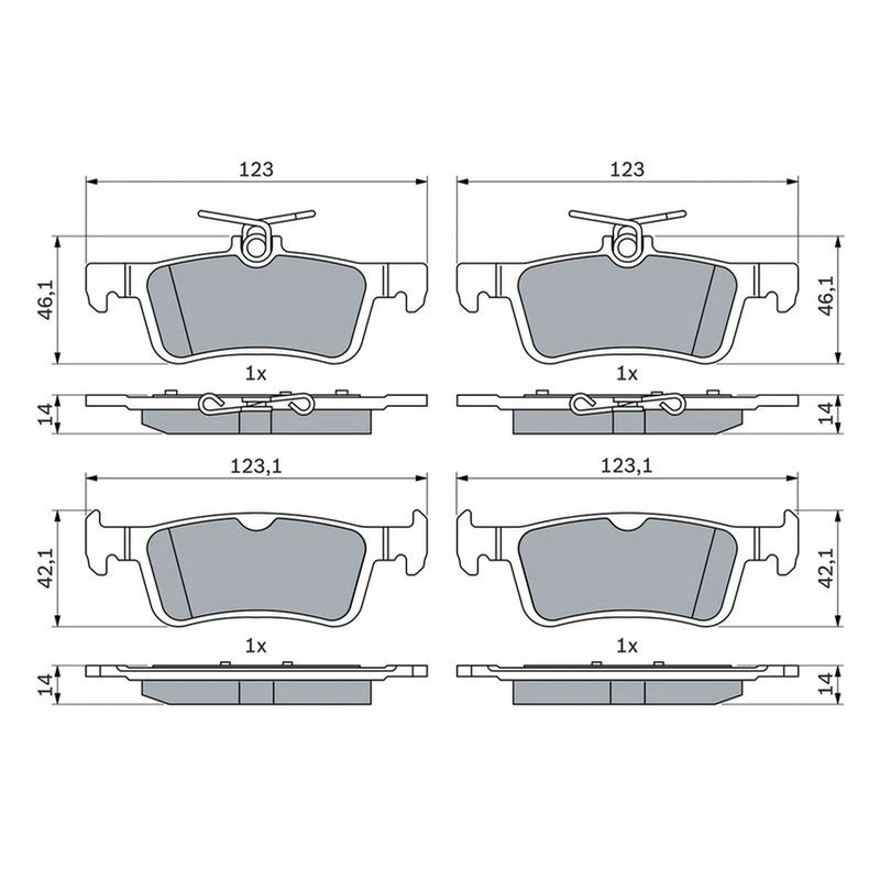 Bosch Front & Rear Pads fits Ford Fiesta VII 2017-2021 1.0 1.1 1.5