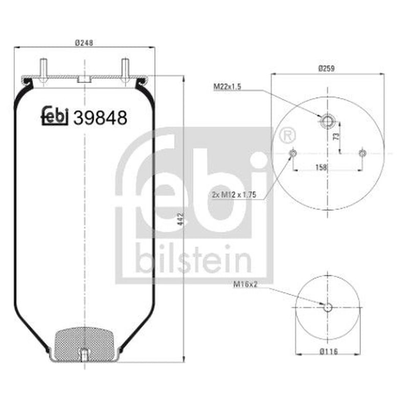 Febi Air Suspension Bellow 116mm 39848