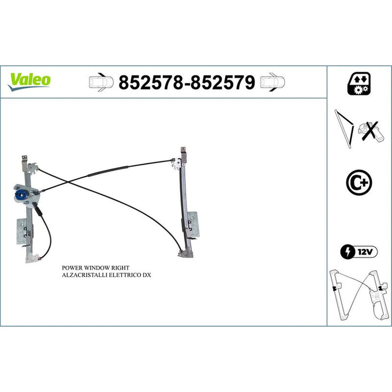 Valeo Electric Window Regulator Lifter Left Front 852578
