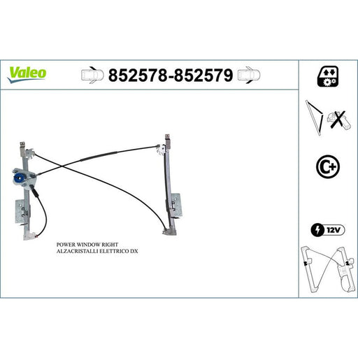 Valeo Electric Window Regulator Lifter Right Front 852579