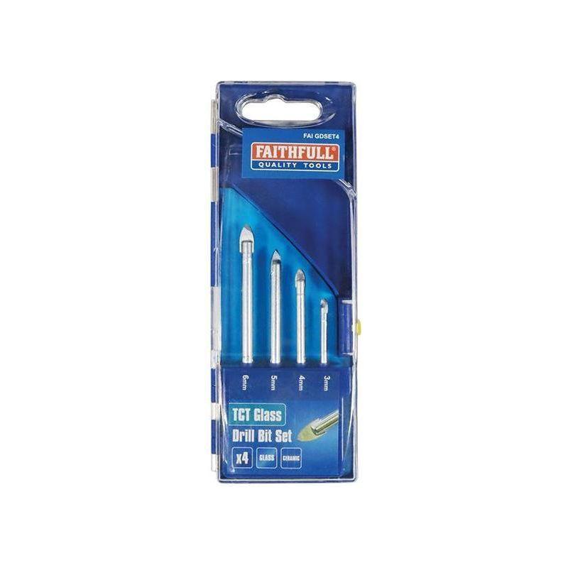 Faithfull Tile & Glass Drill Bit Set of 4 (3-6mm) Faithfull - NN4 Online