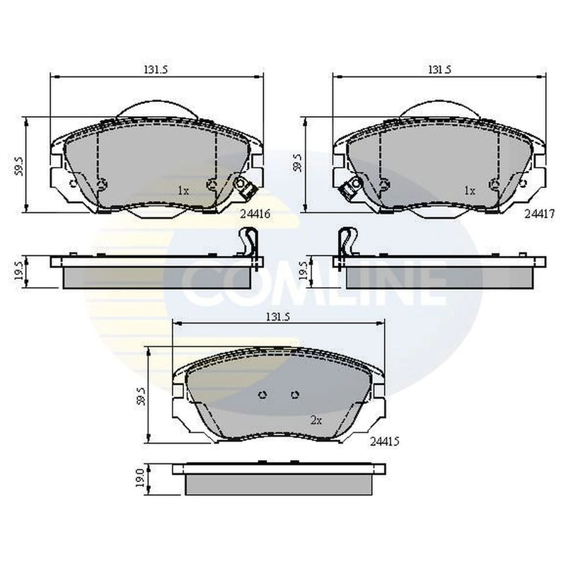 Comline 4 x Front Brake Pad Set fits Chevrolet Camaro 2011 on 3.6