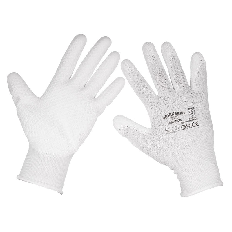 Worksafe Worksafe White Precision Grip Gloves, X-Large - Pack of 6 Pairs Worksafe - Dynamic Drive