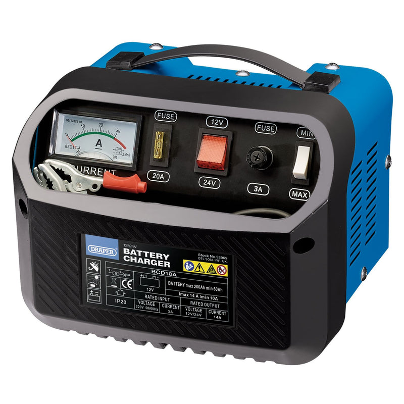 Draper 12/24V Battery Charger, 10 - 14A 52965 Draper - Dynamic Drive
