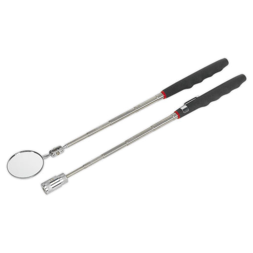 Sealey Telescopic Magnetic LED Pick-Up Tool & Inspection Mirror Set 2pc S0941 Siegen by Sealey - Dynamic Drive