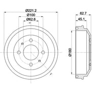 Mintex Brake Drum Assembly Rear fits Hyundai Accent II 1999-2006 1.3 1.5