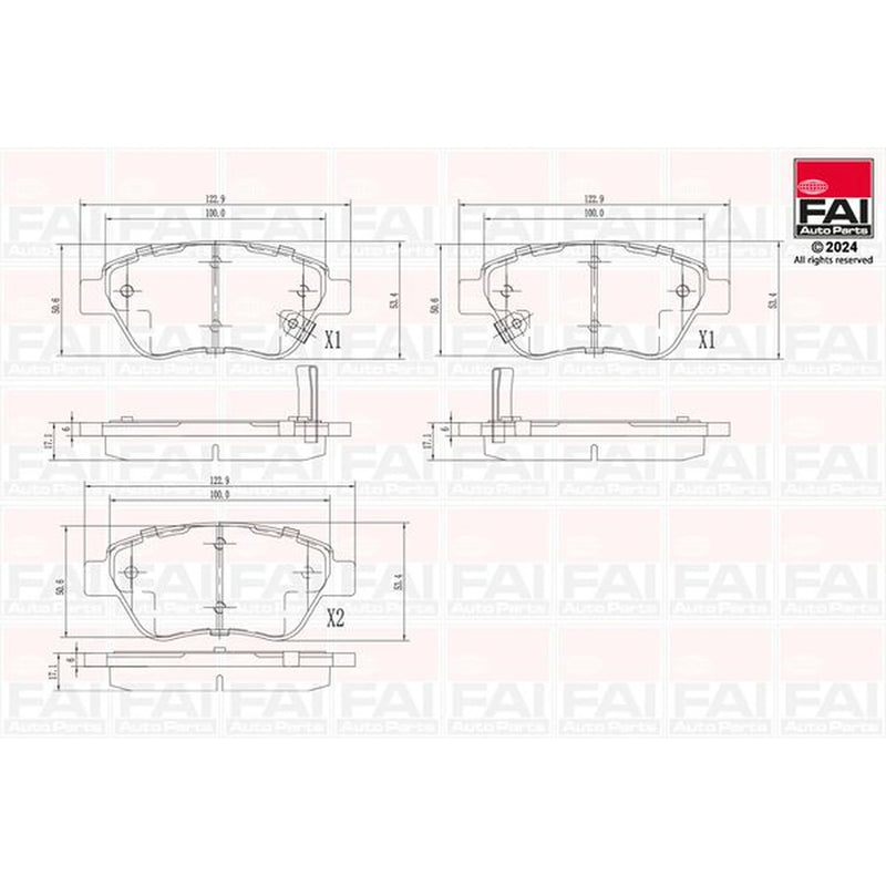 FAI Front Brake Pad Set fits Opel Adam 2012-2019 1.2 1.4