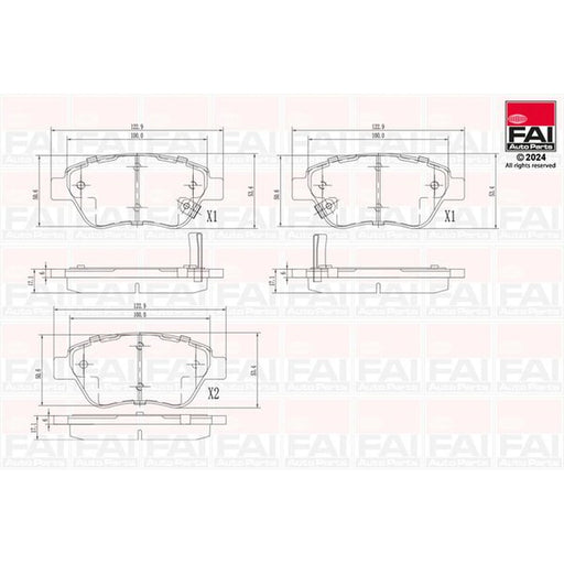 FAI Front Brake Pad Set fits Opel Adam 2012-2019 1.2 1.4