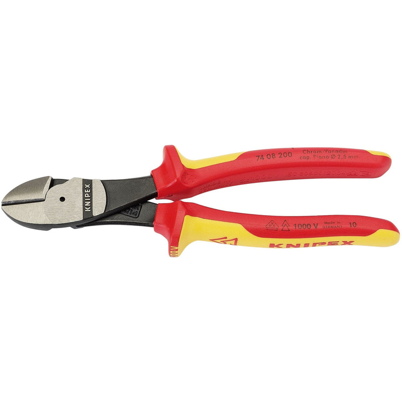 Draper Knipex 74 08 200UKSBE VDE Fully Insulated High Leverage Diagonal Side Cut Draper - Dynamic Drive