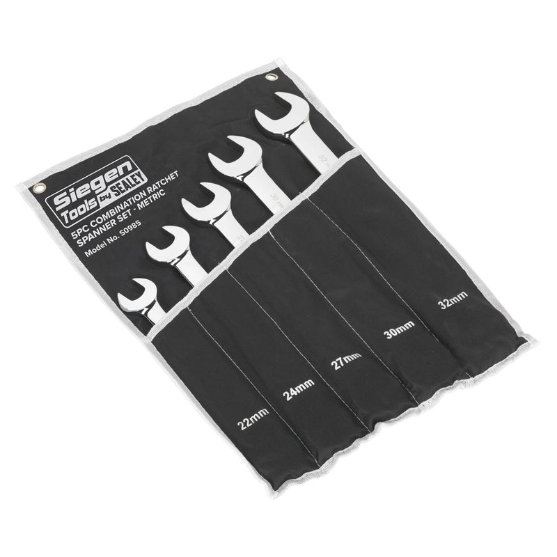 Seigen by Sealey Combination Ratchet Spanner Set 5pc Metric S0985 Seigen by Sealey  - Dynamic Drive