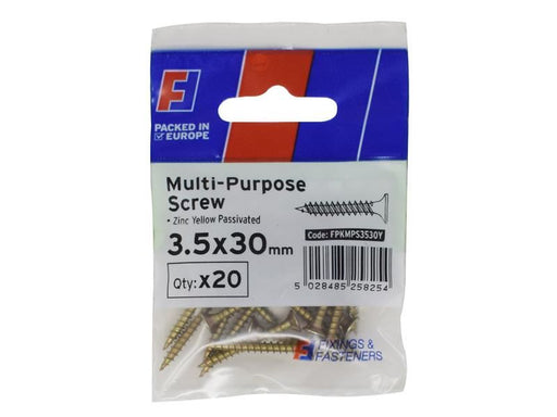 ForgeFix Multi-Purpose Pozi Screw CSK ST ZYP 3.5 x 30mm ForgePack 20 ForgeFix - NN4 Online