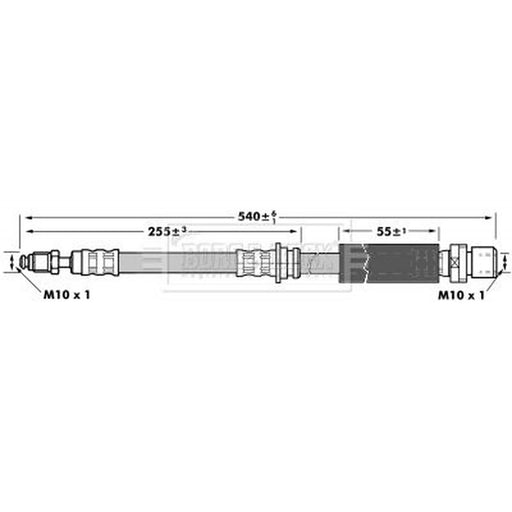 Borg & Beck Brake Hydraulic Hose Line Front Right BBH6964