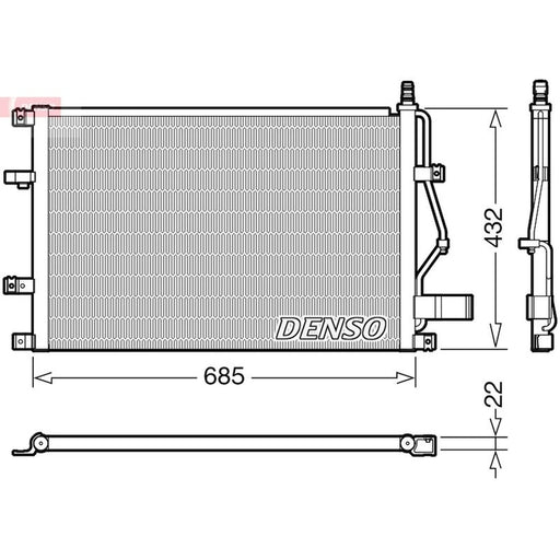 Denso Air Conditioning Condenser fits Volvo S60 I 2000-2010 2.0 2.4 2.5