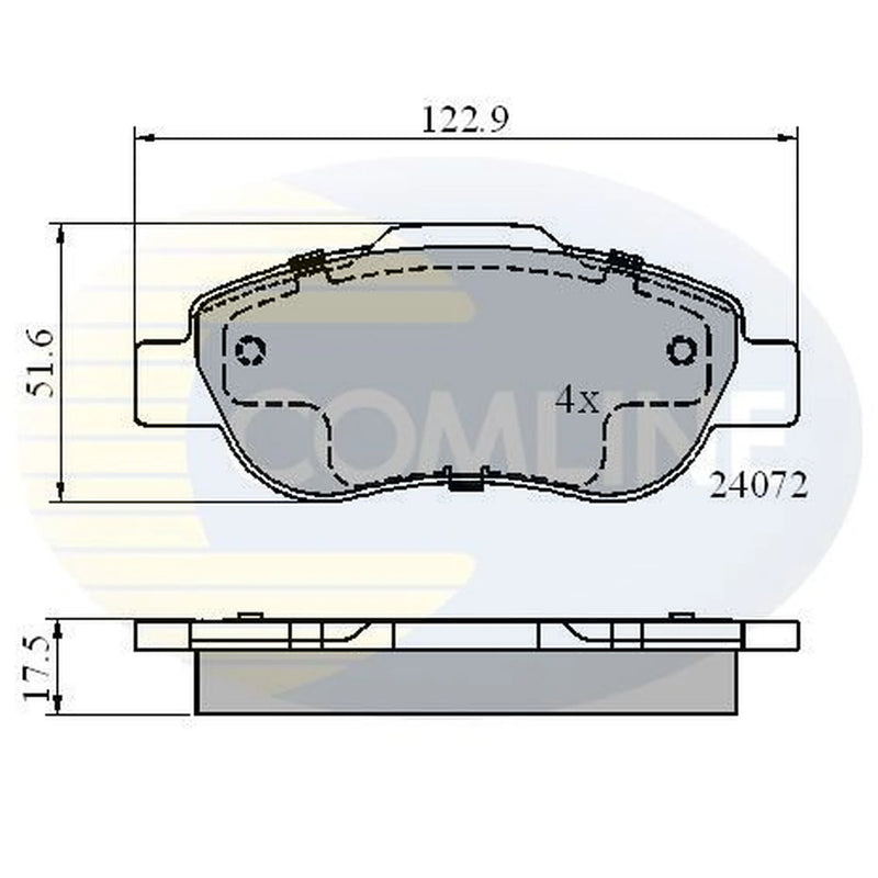 Comline 4 x Front Brake Pad Set fits Fiat Panda 2003-2004 1.2 1.3