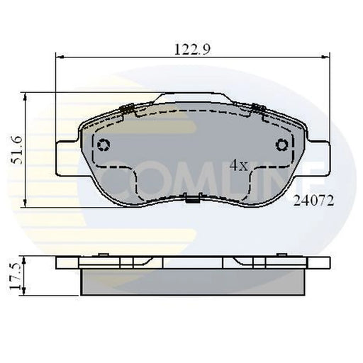 Comline 4 x Front Brake Pad Set fits Fiat Panda 2003-2004 1.2 1.3