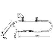 Bosch Handbrake Cable Left Rear fits Audi A6 C5 1997-2005