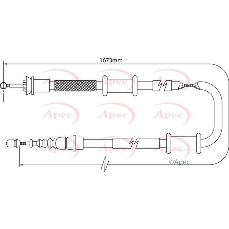 Apec Handbrake Cable Right Rear fits Abarth Grande Punto 2007-2010 1.4