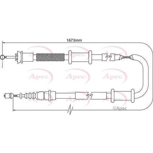 Apec Handbrake Cable Right Rear fits Abarth Grande Punto 2007-2010 1.4
