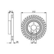 Bosch 2 x Vented Brake Discs fits Mercedes-Benz Sl 2003-2012 230.467
