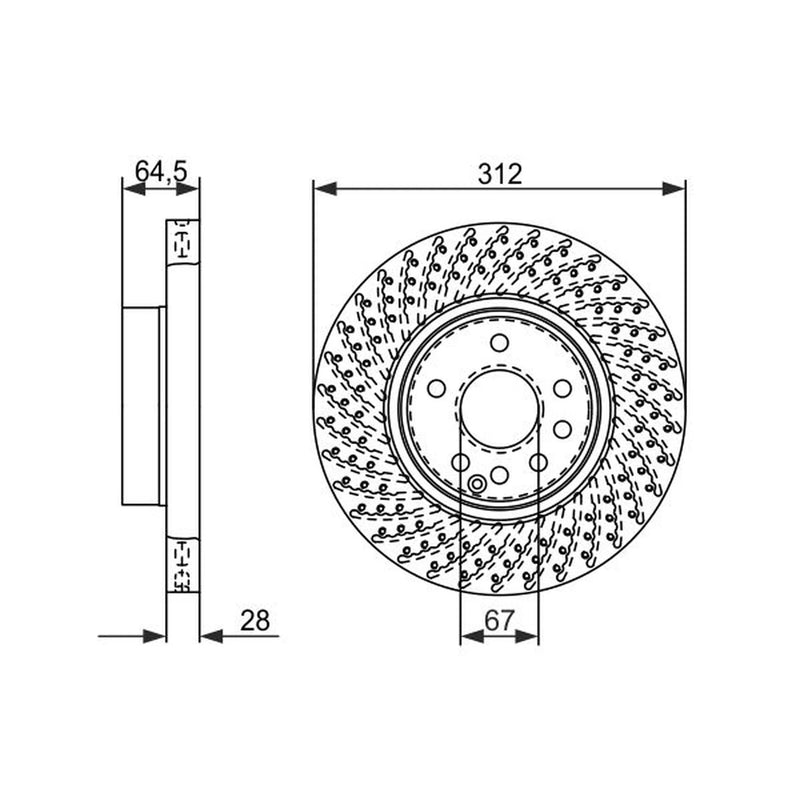 Bosch 2 x Vented Brake Discs fits Mercedes-Benz Sl 2003-2012 230.467