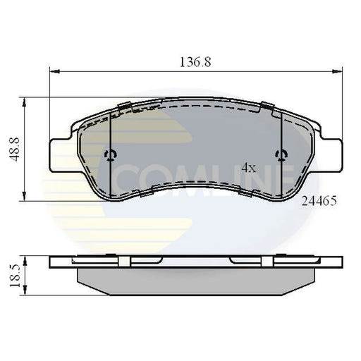 Comline 4 x Rear Brake Pad Set fits Citroën Relay II Bus 2002-2006 2.2 2.8