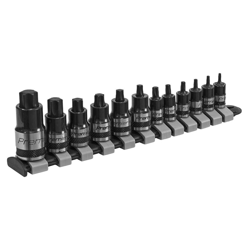Sealey TRX-Star* Socket Bit Set 12pc Stubby 1/4" 3/8" & 1/2"Sq Drive Black Serie Sealey - Dynamic Drive