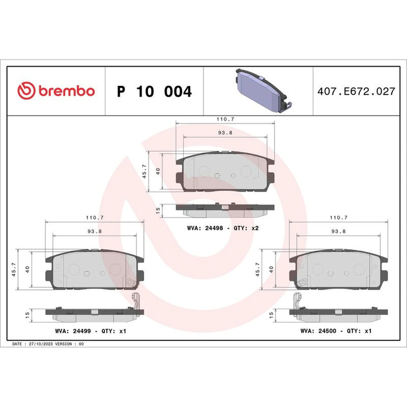 Brembo Rear Brake Pad Set fits Chevrolet Captiva 2006-2018 2.0 2.2 2.4 3.0 3.2