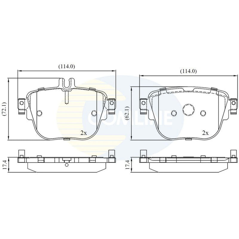 Comline 4 x Rear Brake Pad Set fits Mercedes-Benz Cls 2017-2018