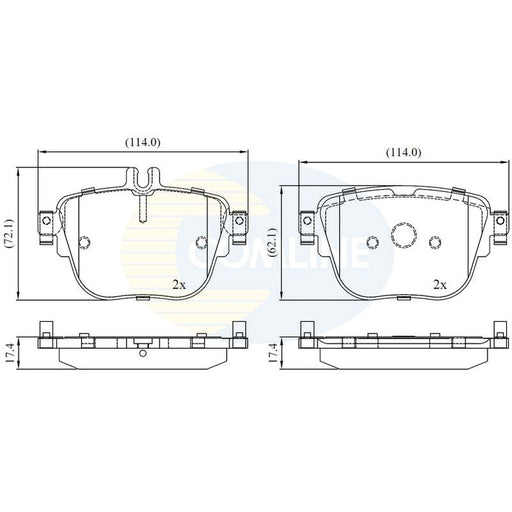 Comline 4 x Rear Brake Pad Set fits Mercedes-Benz Cls 2017-2018