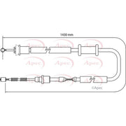 Apec Handbrake Cable Right Rear fits Ford Ka 2008-2016 1.2 1.3