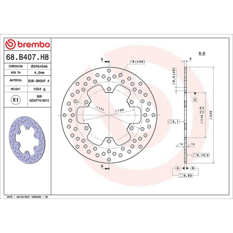 Brembo Rear Brake Rigid Brake Disc Discs & Pads fits Yamaha Xj 2008-2013