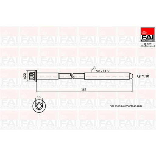 FAI Cylinder Head Bolt Set M12 x 1.5 fits Chevrolet Captiva 2006-2009 2.0
