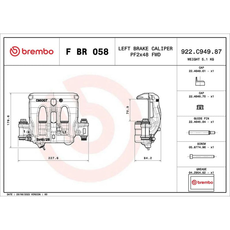 Brembo Brake Caliper Assembly Front Left fits Mercedes-Benz Sprinter 3,5-T
