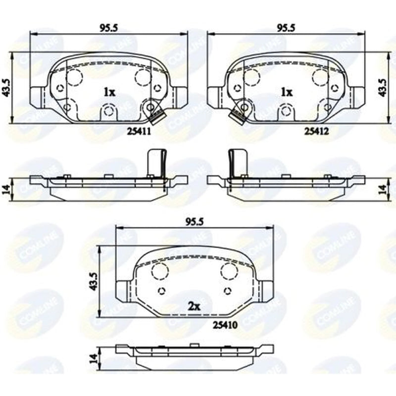 Comline 4 x Rear Brake Pad Set fits Fiat Panda 2012 on 0.9 1.3