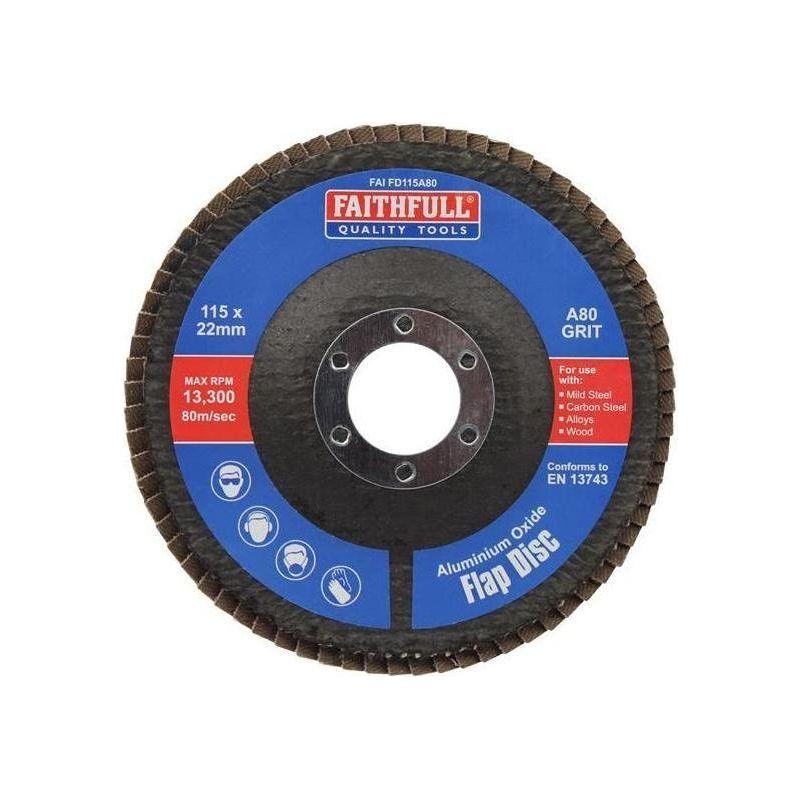 Faithfull Aluminium Oxide Flap Disc 115 x 22mm 80 Grit Faithfull - NN4 Online