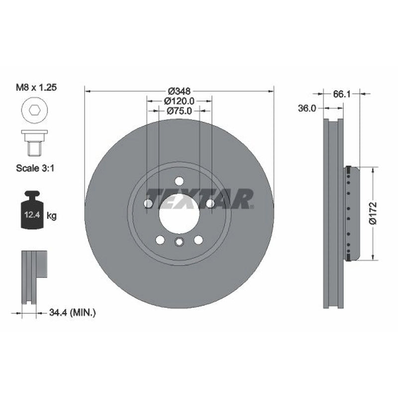 Textar 2 x Front Two-Piece Brake Disc Brake Discs 92253725