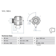Bosch Car Alternator 12V 0 986 085 040