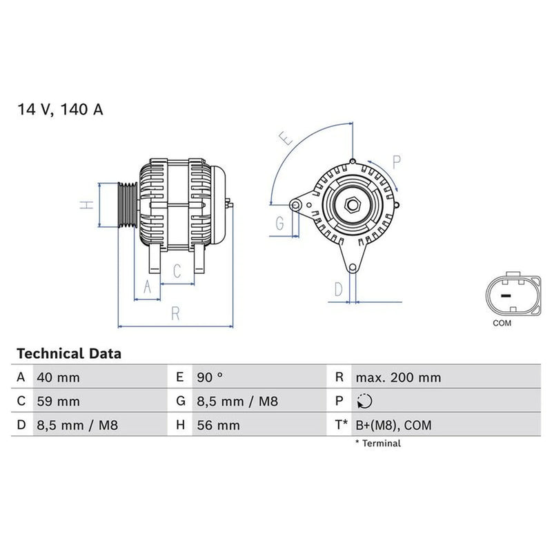 Bosch Car Alternator 12V 0 986 085 040