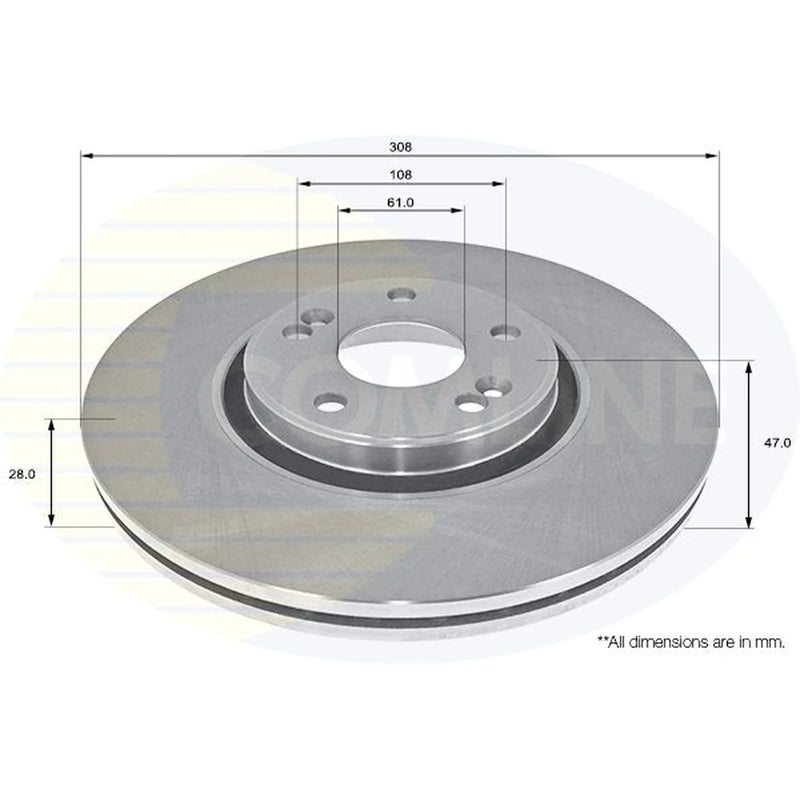Comline 2 x Vented Front Brake Discs ADC2705V-x2