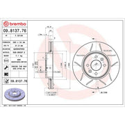 Brembo 2 x Slotted Front Brake Discs 09.8137.76-x2