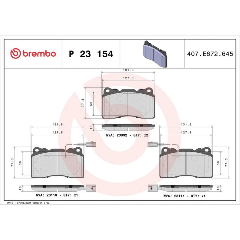 Brembo Front Brake Pad Set fits Alfa Romeo Giulietta 2010-2020 1.4 1.6 1.8 2.0