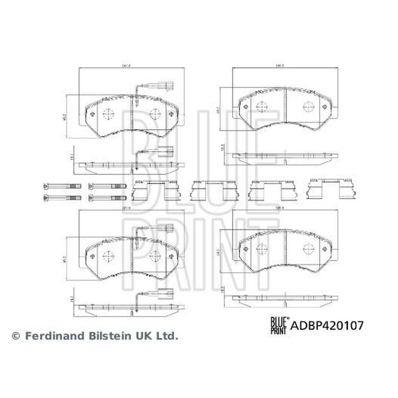 Blue Print Front Brake Pad Set fits Citroën Relay III 2006-2023 2.0 2.2 3.0