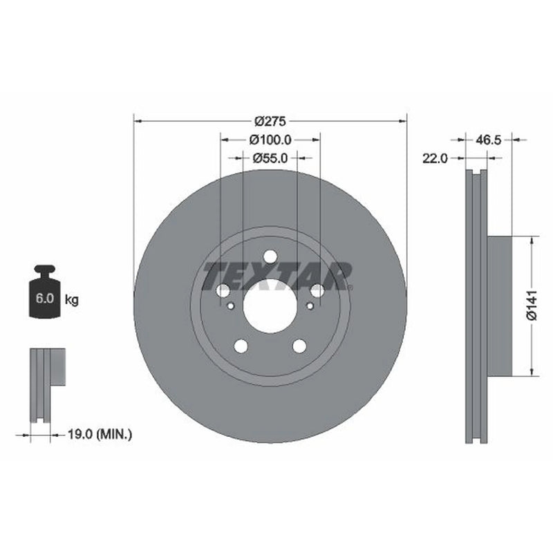 Textar 2 x Vented Front Brake Discs 92199300-x2