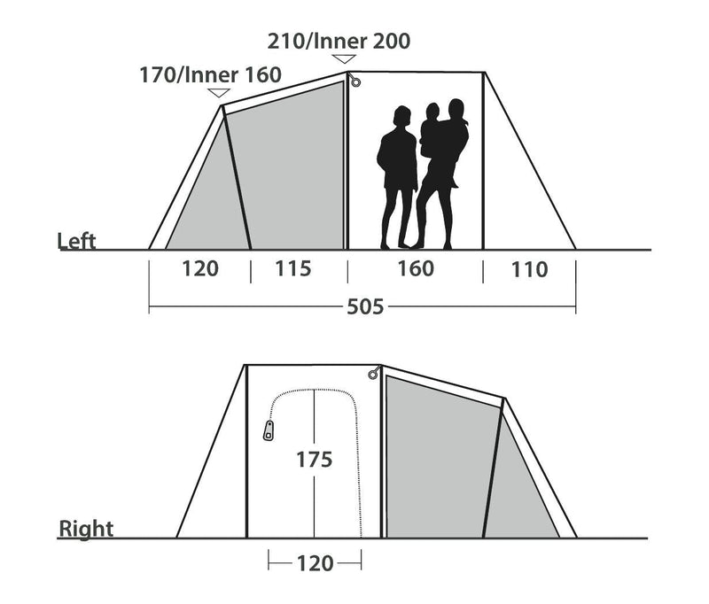 Outwell Nevada 5 Pole Tent Green 5 Person Outwell - Dynamic Drive