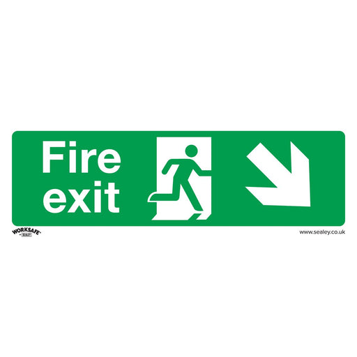 Sealey Safe Conditions Safety Sign Fire Exit (Down Right) Self-Adhesive Vinyl Pa Sealey - Dynamic Drive