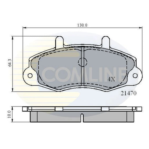 Comline 4 x Front Brake Pad Set fits Ford Transit 1991-2000 2.0 2.5