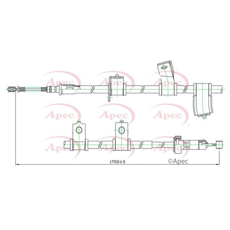 Apec Handbrake Cable Left Rear fits Hyundai Santa Fé I 2001-2006 2.4 2.7