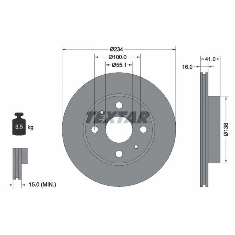 Textar 2 x Vented Front Brake Discs 92285603-x2